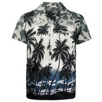 Mга Менс Копче Надолу Кошули Краток Ракав Печатени Хавајски Кошула Блуза Повик Кошула Стилски Облека