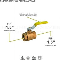 Midline Valve FXFLH1515GAS Premium Brass Gas Ball Valve, со 1- in. FIP конекции