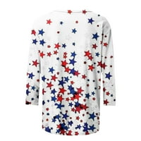 пбнбп Ракави Кошули За Жени 4 јули Американско Знаме Обични Патриотски Кошули На Екипажот Женски Облечени Блузи
