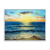 DesignArt 'Sunrise сјај на океанските бранови I' Наутички и крајбрежен врамен платно wallиден уметност