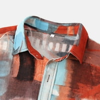 кошула со портокалово копче надолу машка обична кошула со контраст во боја кошула со кратки ракави со јака со свртување надолу