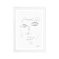 Студио Wynwood People and Portreates врамени wallидни уметнички отпечатоци „Face IV“ портрети Домашен декор - бел, црн, 13 19