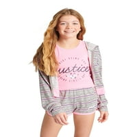 Правда Девојки со 3 парчиња салон за салони, краток и целосен патент за пижама за пижами, сет, големини 5-18
