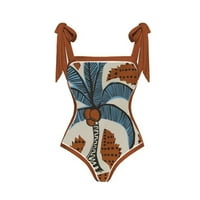 HVYESH Еден костум за капење за жени плус големина две ретро печатење на пливање, танкини со шифон прикриени завиткани долги