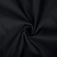 Менска памучна постелнина лежерна кошула класична цврста боја памук јака копче за кратки ракави кошула со џеб црна