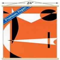 Апстракт-Портокалова Со Црно-Бели Обрасци Ѕид Постер Со Дрвена Магнетна Рамка, 22.375 34