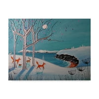 Заштитен знак Ликовна Уметност Зимски Лисици Портокалова Платнена Уметност Од Енџи Ливингстон