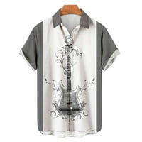 Менска личност Музички инструменти дигитални 3Д печатени копчиња со кратки ракави кошули и врвови мажи големи високи кошули