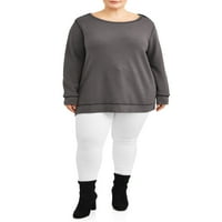 Terra & Sky Plus Size Athleisure Долг ракав Плет џемпер на грб