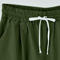 Женски шорцеви модни обични лабави удобни графички високи половини со џебови што влече широко памучни постелнини летни шорцеви