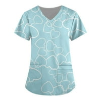 Женски Блузи И Блузи Облечени Секојдневни Графички Отпечатоци Со Кратки Ракави Кошули Сини 3XL