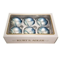 Курт Адлер сина зимска сцена стаклена топка украси, кутија со 6 парчиња
