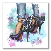 ДизајнАрт „Светла шарена трендовски жена модни чевли“ модерно печатење на wallидови од платно