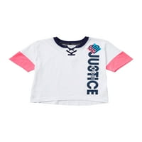 Правда девојки j-sport маица со чипка во боја, големини xs-xl плус
