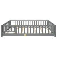 Miniayam целосна големина на дете подна кревет со ограда, сива
