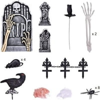 Подгробен споменик и додатоци за украси за Ноќта на вештерките, украси на отворено за Ноќта на вештерките, сет од 26