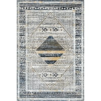 Nuloom Sarai Machine што може да се пее потресен килим на дијамант, 4 '6', сива