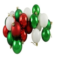 24ct мат сјајно црвено бело и зелено расипување на божиќни божиќни украси 2,5 “
