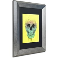 Трговска марка ликовна уметност поп -уметност череп платно уметност од Балазс Солти, црна мат, сребрена рамка