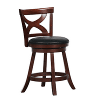 Вестон Дома базалт високо-бек црно-тапациран вртливо седиште за шалтер за висина, столче од цреша, цреша