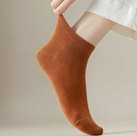 Солидни чорапи во боја Dyfzdhu за жени удобни памучни чорапи за дишење лесни термички чорапи со ниско сечење