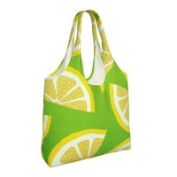 Женска Торба За Торби, Секојдневни Чанти Торба За Рамо Со Голем Капацитет За Купување - Зелена Шема На Лимонска Плочка