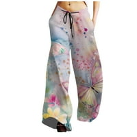 Amousенска модна ретро ретро -случајна лабава лабава лента со широки патеки со џебови со џебови