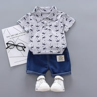 Облека за облека за бебиња облеки за деца кратки кошула поставени панталони за панталони+ ракав тексас дете за бебе облека 2-