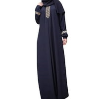 Жени Плус Големина Печатење Абаја Џилбаб Муслимански Макси Фустан Секојдневен Кафтан Долг Фустан
