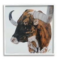 Tuphel Longhorn добиток фарма куќа портрет животни и инсекти кои сликаат бело врамен уметнички принт -уметност