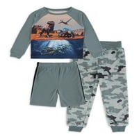 Petit Lem Boys долги ракави на врвот, панталони и шорцеви за спиење на пижами, големини 4-14
