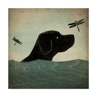 Заштитен знак Ликовна Уметност Црно Куче Плива Платнена Уметност Од Рајан Фаулер