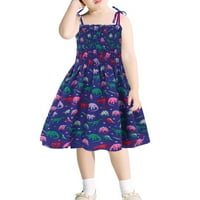 Лесен Фустан За Мали Деца Девојки Ракав Плисиран Секојдневен Замав Долг Макси Фустан Виолетова 2-Години