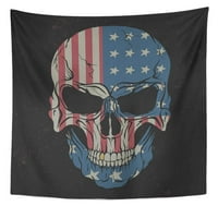 Американски Череп Црно Американско Знаме На Него Дизајн За Тетоважа Лице Гранџи Тексас Ноќта На Вештерките Ѕид Уметност Виси