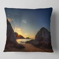 Дизајн -ридови во прекрасна плажа плажа - пејзаж печатена перница за фрлање - 18х18