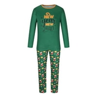 Божиќни Пижами Одеерби За Семејни Мажи Тато Печатени Блузи Блузи+Панталони Појавување Сет Зелена