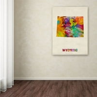 Заштитена марка ликовна уметност мапа на Вајоминг Canvas Wallидна уметност од Мајкл Томпсет