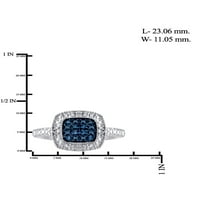 JewelersClub Carat T.W. Сино -бел дијамант Стерлинг сребрен прстен