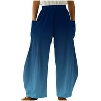 Женски еластрични панталони со ширина на половината, плус големина цврста боја на глуждот, панталони зимски обични панталони