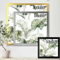 DesignArt 'Monstera и кокос лисја со тропска шема' Традиционално врамен уметнички принт