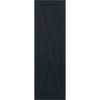 Ekena Millwork 18 W 76 H TRUE FIT PVC SINE X-BOARD FERMONE FIXED MONT SULTTERS, без starвездени ноќни сини
