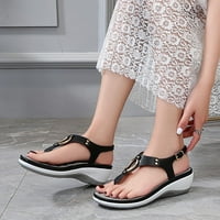 Летни сандали за жени дозвола, сандали жени облечени летни пети платформа за пети од пети чевли клинови на глуждот дами флип
