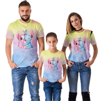 Stitch Classic Print Прилагодена семејна кошула гроздобер маици за семејни кошули со кратки ракави за кратки ракави