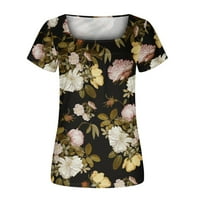 Азриски Жени Плус Големина Дозвола, Жени Мода Печатени Повик Круг-Вратот Краток Ракав Лабава Маица Блуза Блузи На Продажба