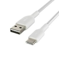 Белкин CAB002BT1MWH 3.3-НОГА ПОТТИК ПОЛНЕЊЕ Плетенка USB-C ДО USB-Кабел