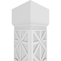 Ekena Millwork 8 W 8'H Craftsman Classic Square Non-Tapered Imperial Fretwork Column W Mission Capital & Mission Base Base