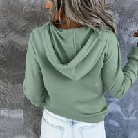 Блуза Обични Долги Ракави Цврсти Врвови Мода На Вратот На Екипажот За Жени Нане Зелена 3XL
