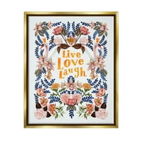 Sumbell Industries Live Love Saught Floral Crowned Swans Botanical Trim Graphic Art Metallic Gold Floating Framed Canvas Print