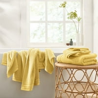 Јаз дома извајана органска памучна бања крпа поставена жолта