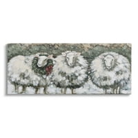 Слупел Сезонски зимски овци фарма куќа снег животни и инсекти галерија за сликање завиткано платно печатење wallидна уметност